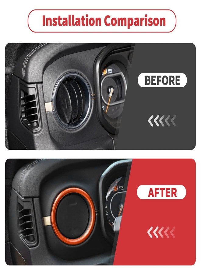 Linskip for 2024-2025 Jeep Wrangler JL 4XE & Gladiator JT Dash Air Vent Rings, Air Vent Covers Compatible with Sport, Rubicon, Sahara, Willys, Rubicon, Interior Accessories(Orange) - Image 2